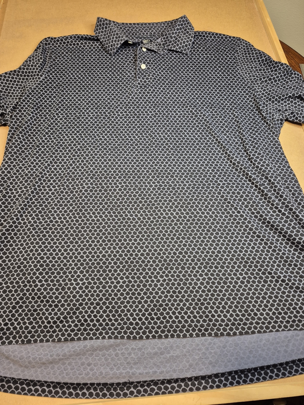 Faherty Navy and Light Blue Micro-Scale Print Polo